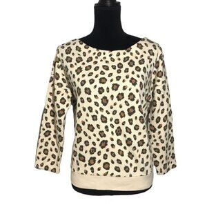 J. Crew Leopard Print 3/4 Sleeve Sweatshirt in Cream - Size Small